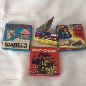 Vintage Castle Films 8mm movie reels in original packaging 3 different reels